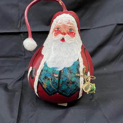 Christmas Gourd Santa Art Figurine 10"