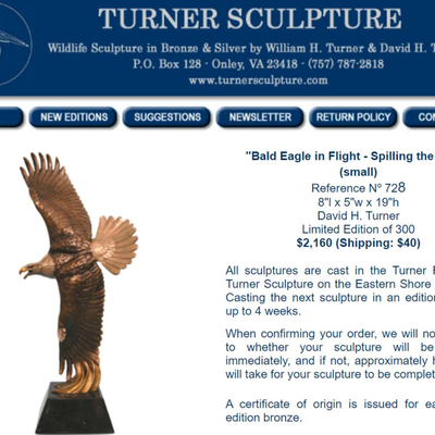 Signed & Numbered David H. Turner Bronze Eagle Sculpture