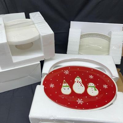 Christmas Snowman Plates New in Box Lot Hallmark