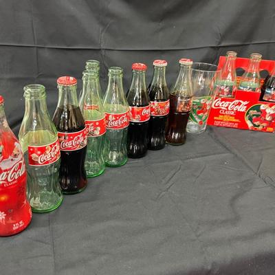 Lot of Vintage Christmas Coca Cola Coke Glass Bottles 12 Lot 1996-2003