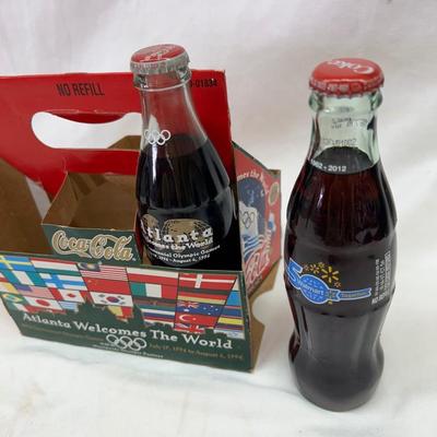 Vintage '96 Coca Cola Coke Carrier, '98 Elvis Coke Glass Bottle, '96 Las Vegas Bottle, Walmart 50 Anniversary '20 Bottle