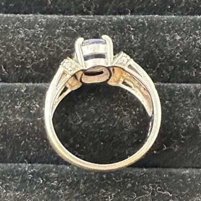 Silver w/blue synthetic stone