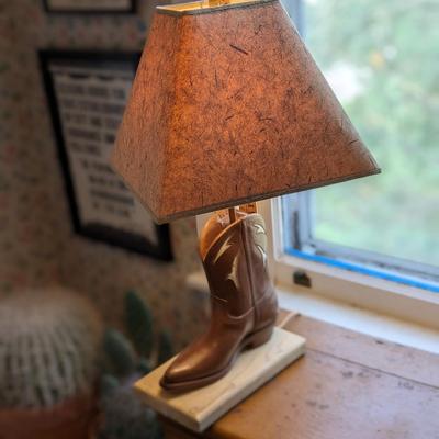 Vintage Ceramic Western Cowboy Boot Lamp