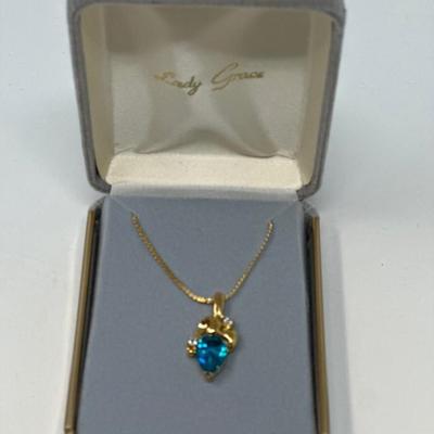 14 KT Gold Plate and Synthetic Stone Necklace