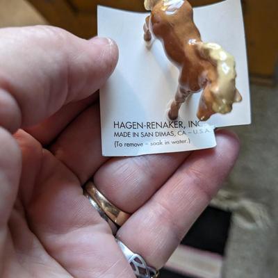 Adorable Vintage Ceramic Cowgirl and Small Horse, 2 Metal Cast Horses