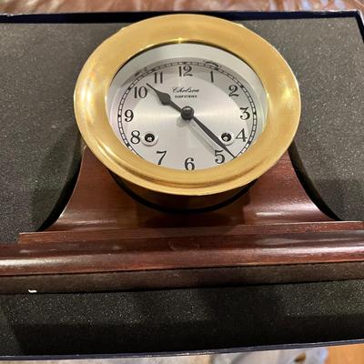 NIB Classic Brass Chelsea Shipstrike Marine Clock & Base