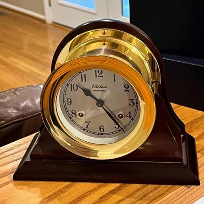 NIB Classic Brass Chelsea Shipstrike Marine Clock & Base