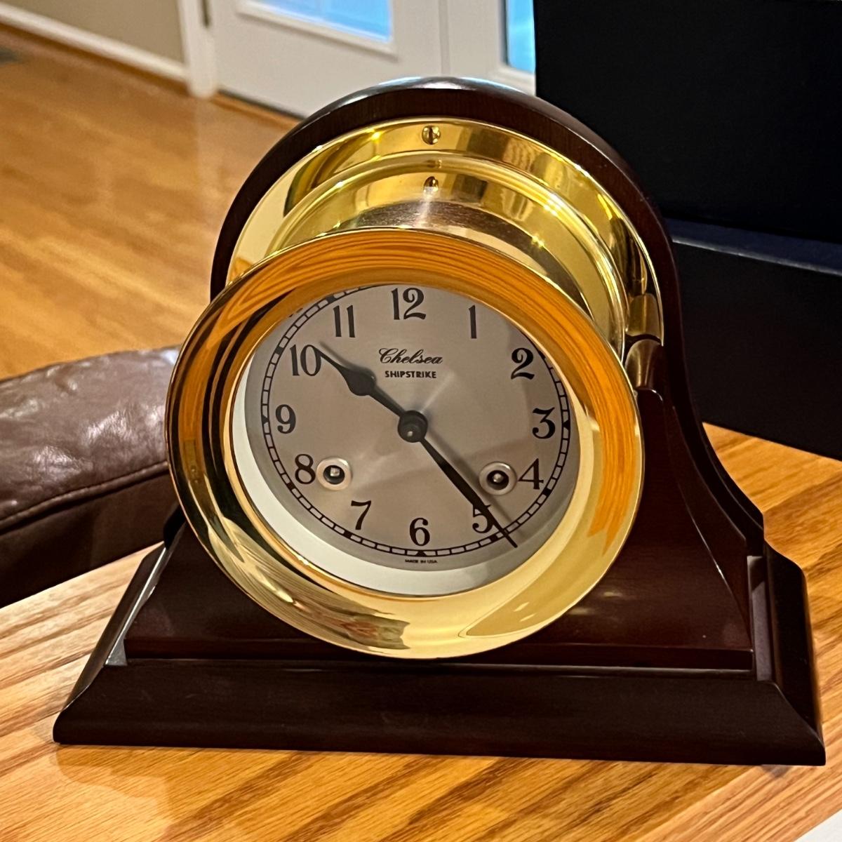 Chelsea Clocks 6\ Shipstrike Clock In Brass On Traditional Base