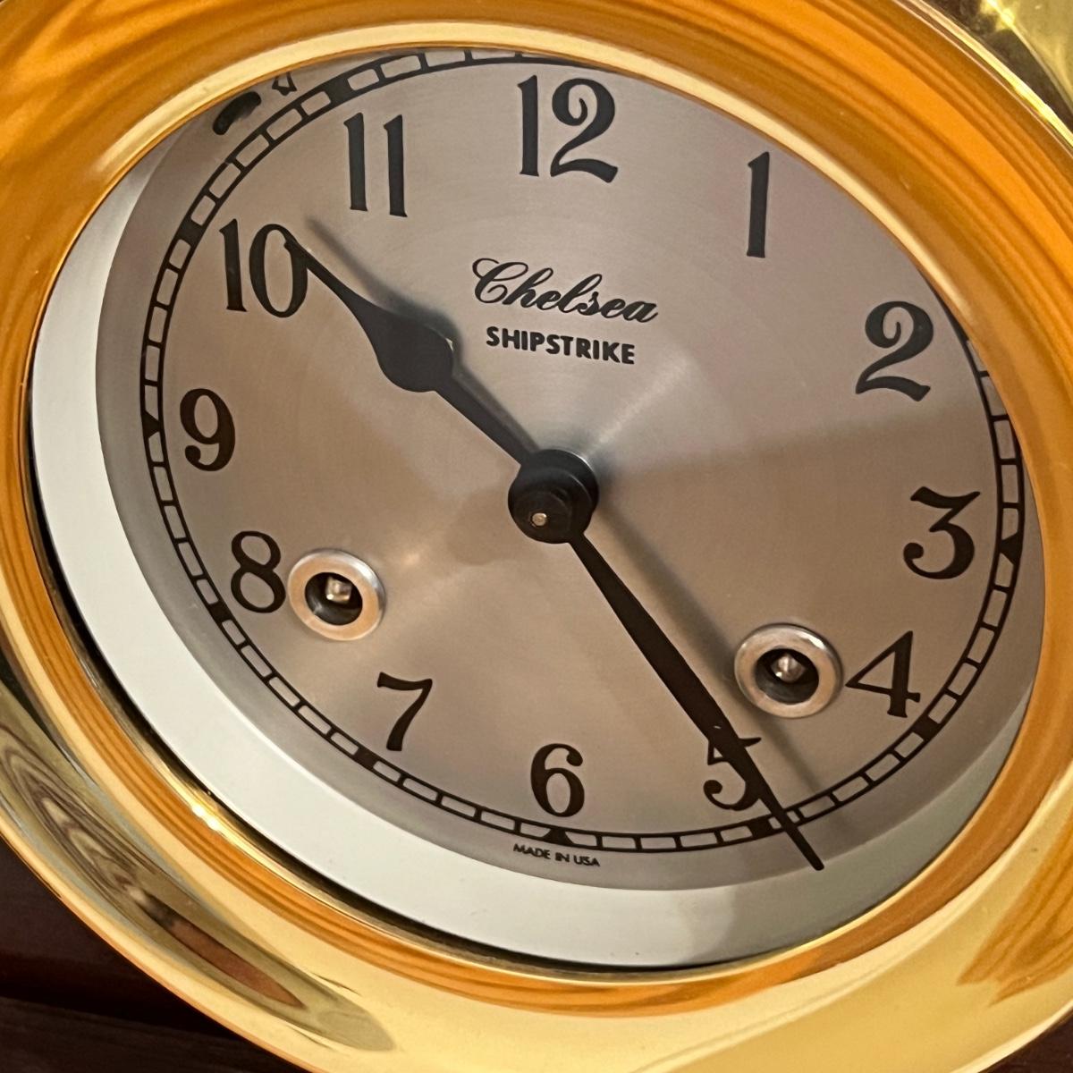 NIB Classic Brass Chelsea Shipstrike Marine Clock & Base