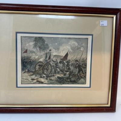 Pickett's Charge at Gettysburg Hand Colored Engraving