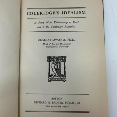 Coleridge's Idealism by Claud Howard - Signed