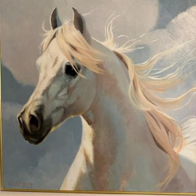 Carolyne Hawley Oil Painting - White Horse