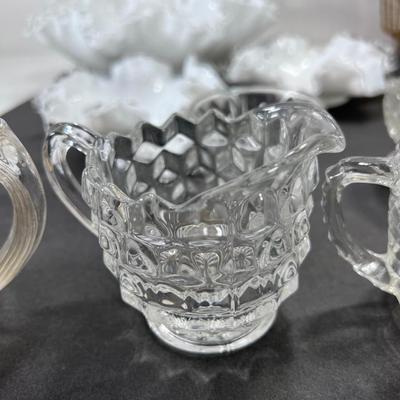 Dish rack shabby chic decorative Hibel plates Fenton Silver light bowls
