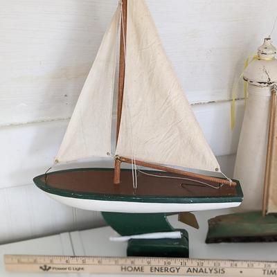 Sweet Collection of Vintage Model Boats and Lighthouse