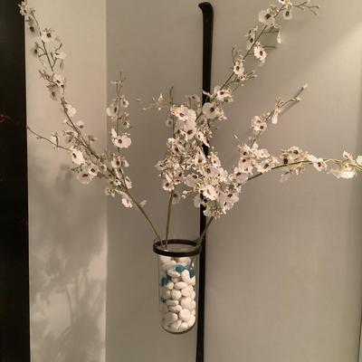 239 Floral Wall Vase with Metal Accents