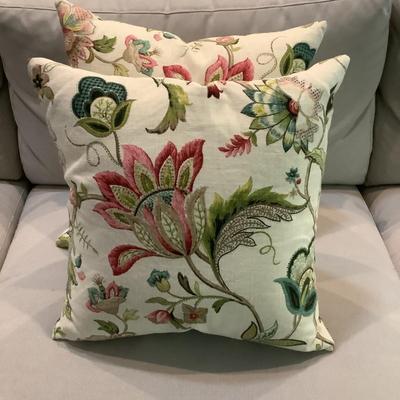 262 Pair of Floral Down Filled Embossed Pillows
