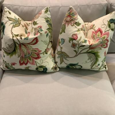 262 Pair of Floral Down Filled Embossed Pillows