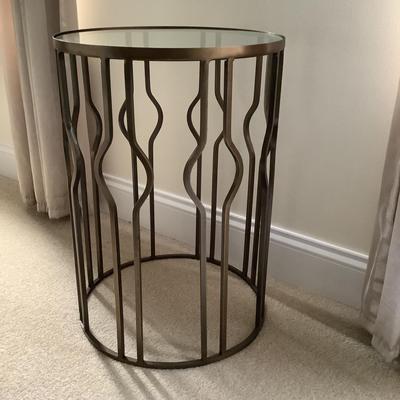 265 Round Metal Glass Top Side Table