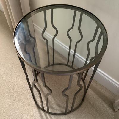 265 Round Metal Glass Top Side Table
