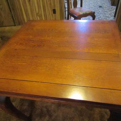 Antique Solid Wood Dining Table with Two Pull-Out Leaves