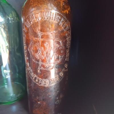 Three vintage bottles Duffy Malt Whisky - Jack Daniels and green Maderd