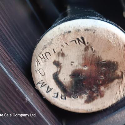 Beameister Noselbluemhen crock bottle with Old Fitzgerald Prime Wildlife glass bottle