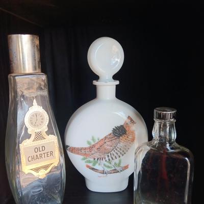 Three vintage decanters Old Charter - Quail -