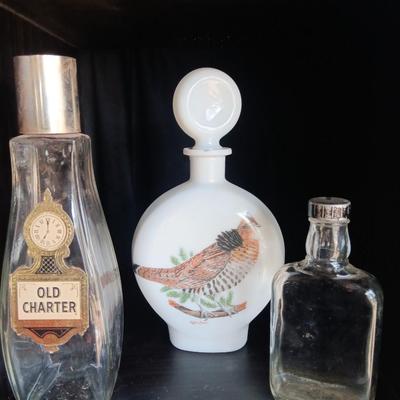 Three vintage decanters Old Charter - Quail -