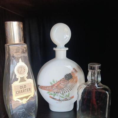 Three vintage decanters Old Charter - Quail -