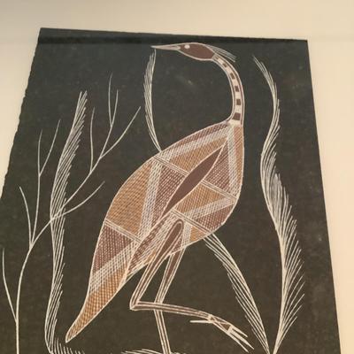 275 Aborigine Bird Painting on Bark Cloth