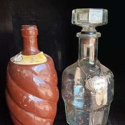 Vintage stoneware decanter with glass Tava decanter