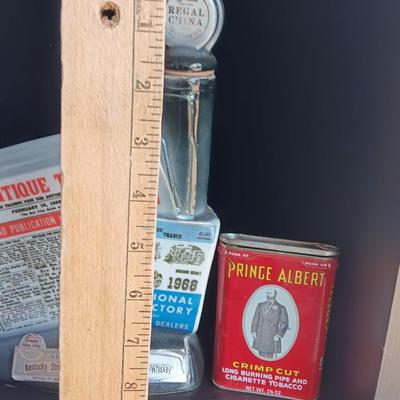 Kewanee Illinois Decanter with Prince Albert tobacco tin