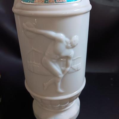 Rothschild Napoleon bottle and a Milk glass swirl Beams choice Decanter with prince Albert tin