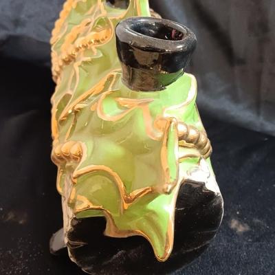 Vintage 70's ceramic centerpiece Yule log candle holder, hand painted, original centerpiece 2 of 2