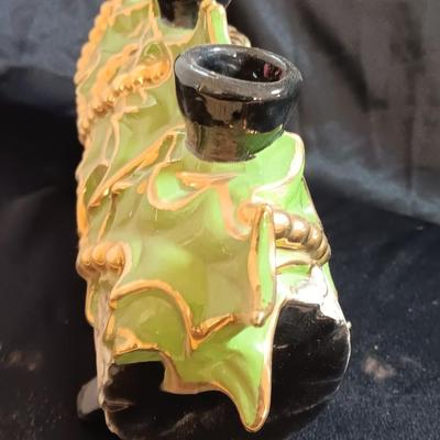 Vintage 70's ceramic centerpiece Yule log candle holder, hand painted, original centerpiece 2 of 2