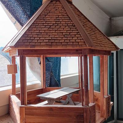 Awesome Wooden Gazebo for Barbies bird feeder or Decor!