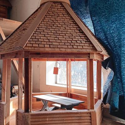 Awesome Wooden Gazebo for Barbies bird feeder or Decor!