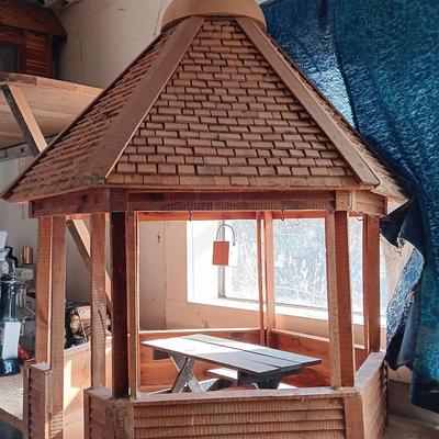 Awesome Wooden Gazebo for Barbies bird feeder or Decor!