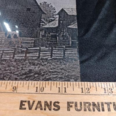 Really cool lasered art tile Barn with horse with vintage spice cans