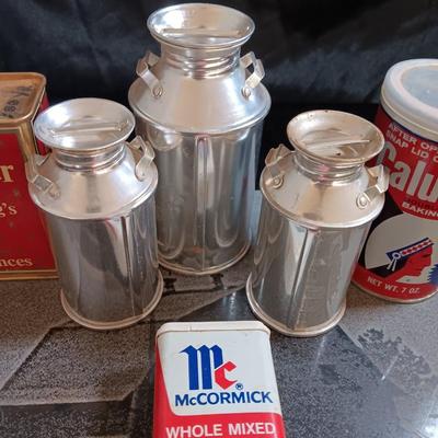 Really cool lasered art tile Barn with horse with vintage spice cans