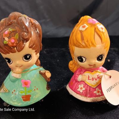 Vintage 1960s Josef Originals September & February Birthday Girl Figurines