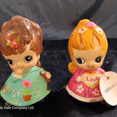 Vintage 1960s Josef Originals September & February Birthday Girl Figurines