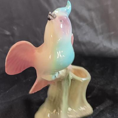 Vintage Mid-Century MCM Planters - Cockatiel and USA marked Girl planter