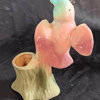 Vintage Mid-Century MCM Planters - Cockatiel and USA marked Girl planter