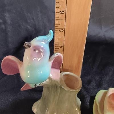 Vintage Mid-Century MCM Planters - Cockatiel and USA marked Girl planter