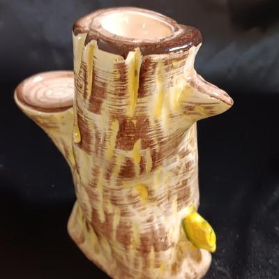 Vintage ADORABLE Ceramic Bears In A Tree Salt & Pepper Shakers Set