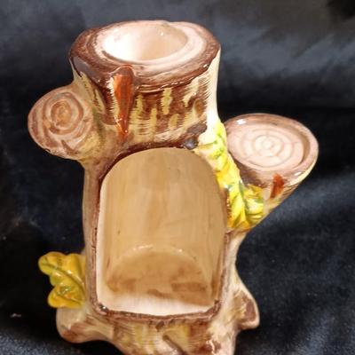 Vintage ADORABLE Ceramic Bears In A Tree Salt & Pepper Shakers Set