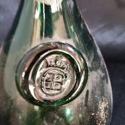 Molle' Co Glass Jar - two e-z seal Jars and a green Green Glass CE Crown Seal Wine Decanter