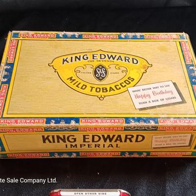 Prince Albert container with King Edward Cigar box and two tobacco tins