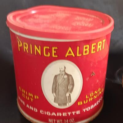 Prince Albert container with King Edward Cigar box and two tobacco tins